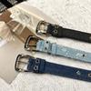 Luxury Star Hollowed Pin Buckle Retro Jeans Belt Korean Style Harajuku Metal Buckle Belts Wide Aesthetic Denim Belt Women