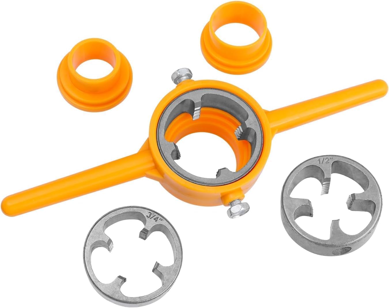 

Bestgle Pipe Threader Pipe Threading Plumbing PVC Pipe Die Set Round Dies for Plastic Pipe Reusable Manual Hand Tool for PVC Includes 3 and 1 inch