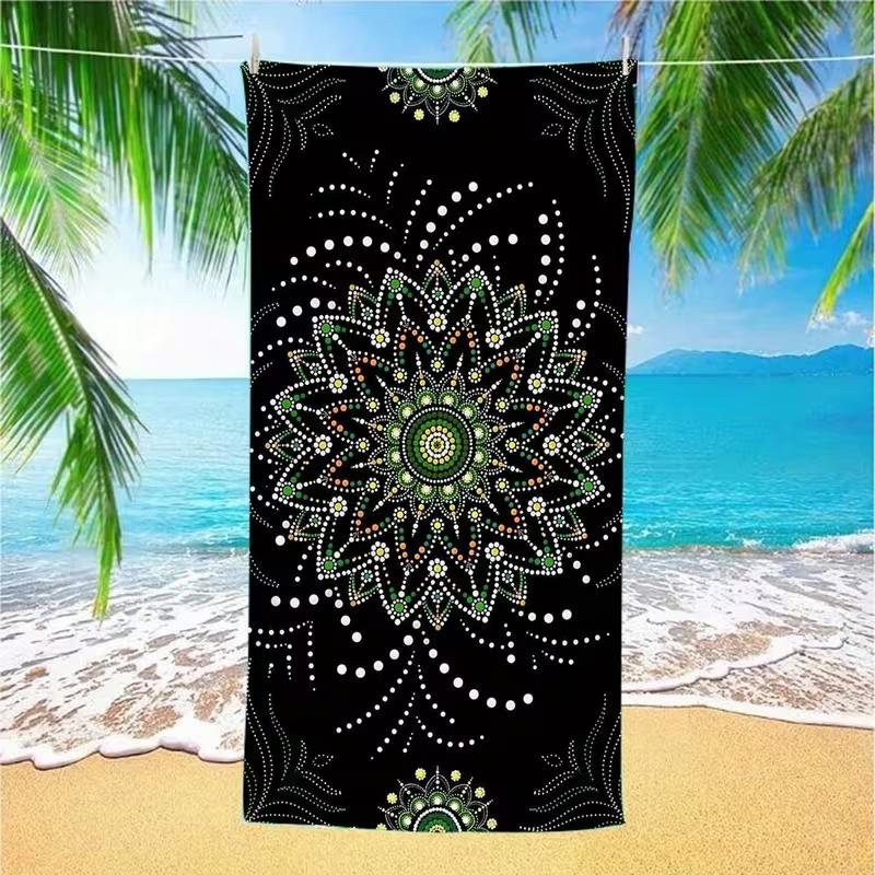 Donkere Boho Bloemen Strandlaken Boho Gotisch Bloemendruk Sneldrogende Badhanddoek Zachte Absorberende Handdoek voor Zomer Vakantiegebruik