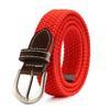 Solid Color Ladies' Elastic Woven Canvas Belt with Pin Buckle
