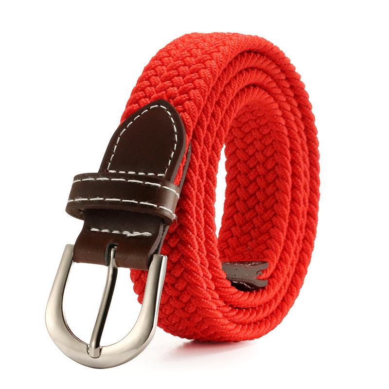 Solid Color Ladies' Elastic Woven Canvas Belt with Pin Buckle