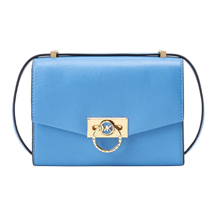 

Michael Kors MK Hendrix Letter Logo Gold Buckle French Minimalist Solid Color Leather Shoulder Crossbody Mini Bag Women bags Sky-Blue 32F0G1HC0L-485 Basic Set (Bag+Dust Bag)