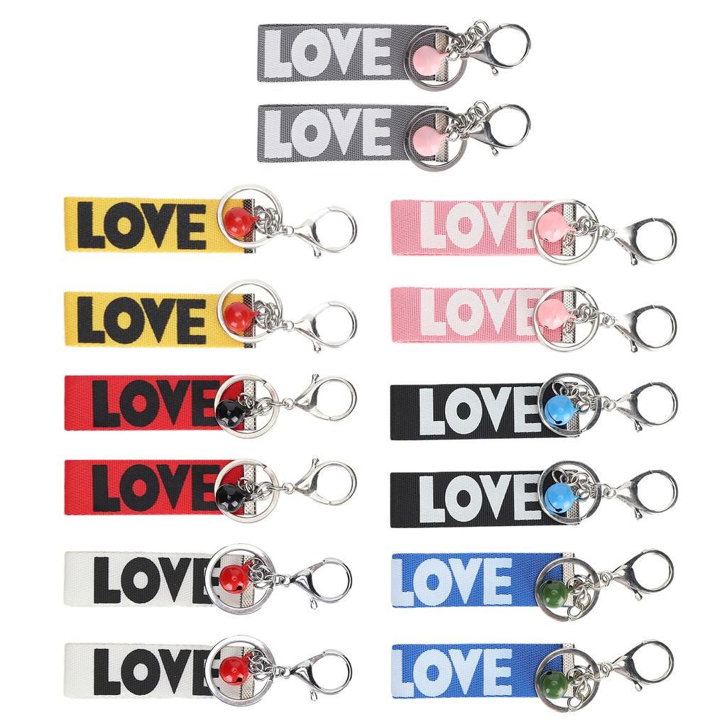 14PCS Key Chain with Tinkle Bell Polyester MultiColor for Schoolbag Suitcase Gift