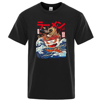 Vtipné Skvělé Ramen U Kanagawy Pánská Módní 100% Bavlna Letní Tričko Hip Hop Harajuku Oversized Volné Pánské Tričko 80373