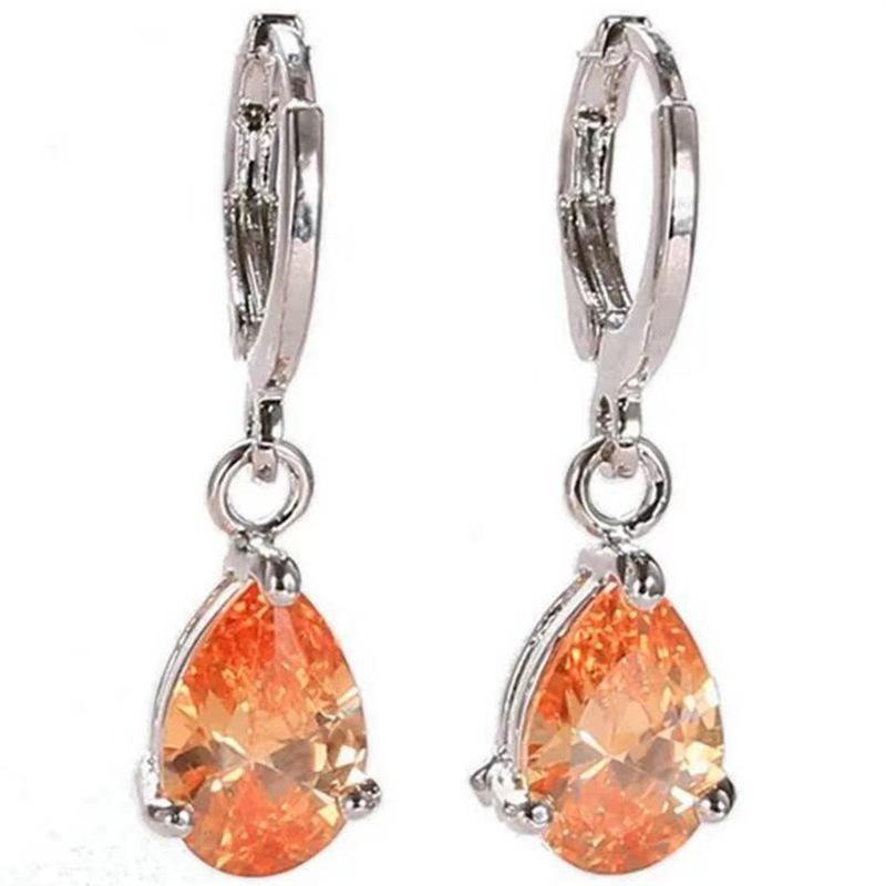 Inlaid Pink Zircon Women'S Earrings Women'S Engagement Jewelry