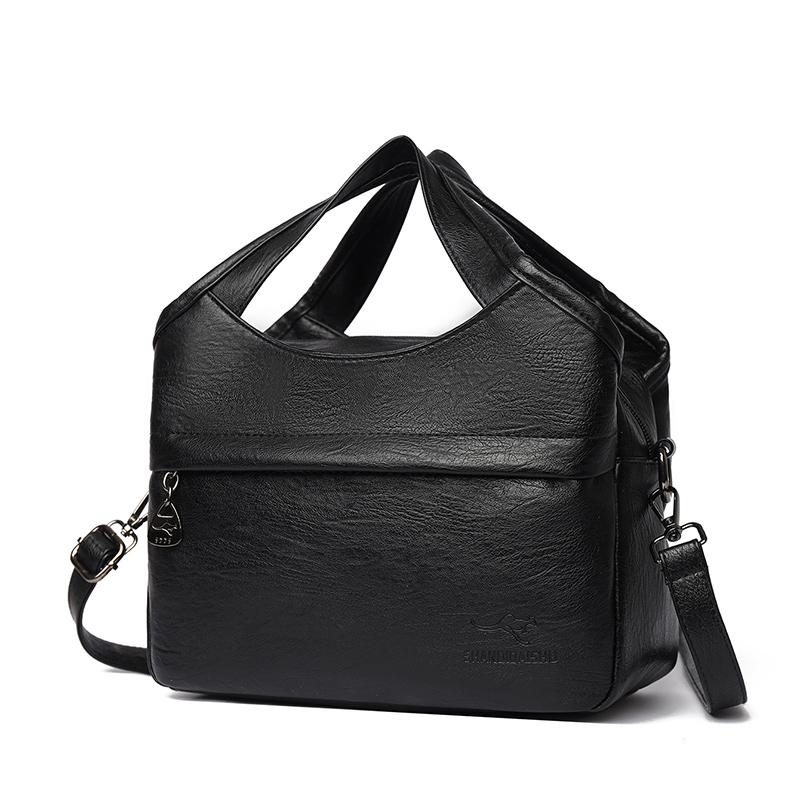 Retro Large Capacity Shoulder Bag Solid Color Messenger Bag PU Commuter Bag