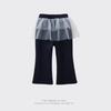 Spring and Autumn Girls' Flared Wide-Leg Pants, Korean Style Baby Girl Mesh Trendy Solid Color Thin Long Straight Casual Pants