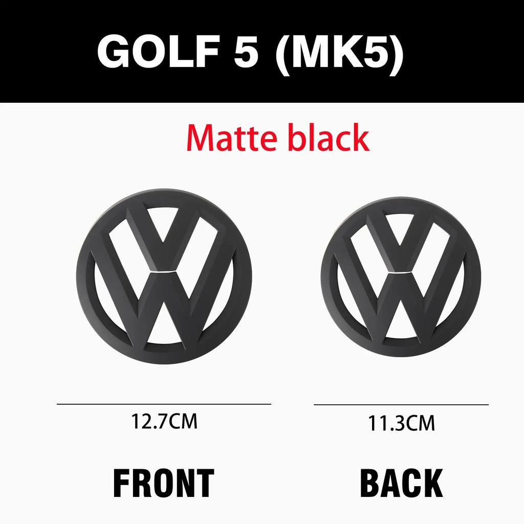 W125For VW Volkswagen Jetta MK5 Golf 1set Glossy Car Front Grill Badge Emblem Stickers Car Logo Accessories For Volkswagen MK6 MK4 M
