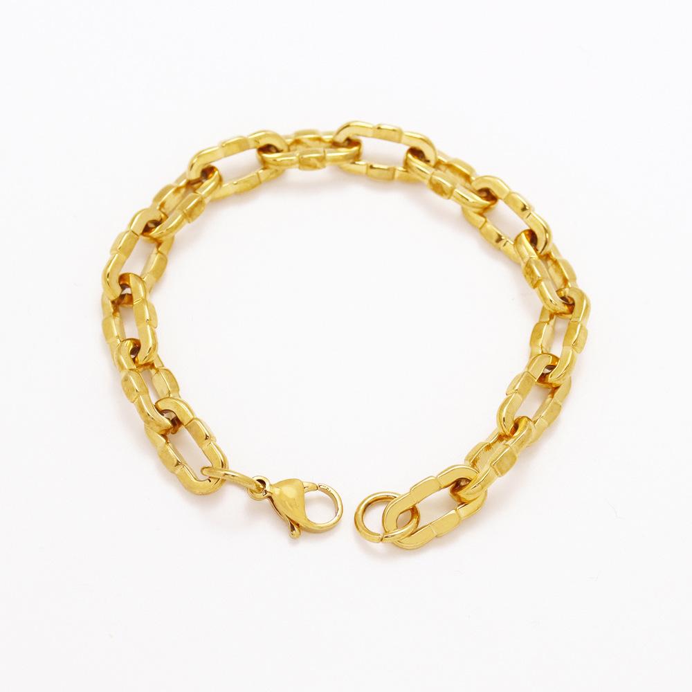 Stainless Steel Gold Bracelet Men'S High-End Niche Metal Wind Chain Titanium Steel Hand Jewelry