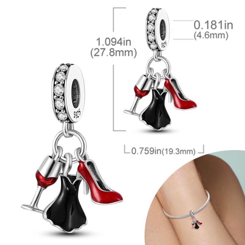 New Copper Plated Red Charms Beads Coffee Cherry Charm Pendant Fit Original Bracelet Diy Women Jewelry Accessories