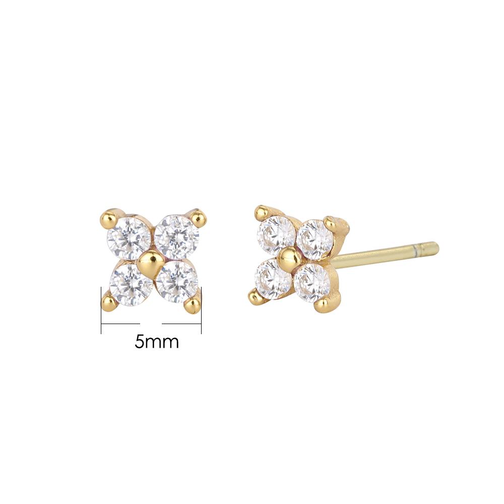 

1PC Simple Zircon Flower Clover Double Layers Tassel Chain Stud Earrings For Women Ear Piercing Gold Color Fashion Jewelry