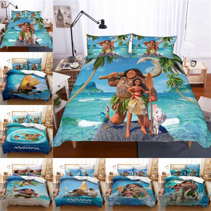 Ocean Maui Moana Bedding Set 3d Design Cartoon Duvet Cover Pillowcase King Queen
