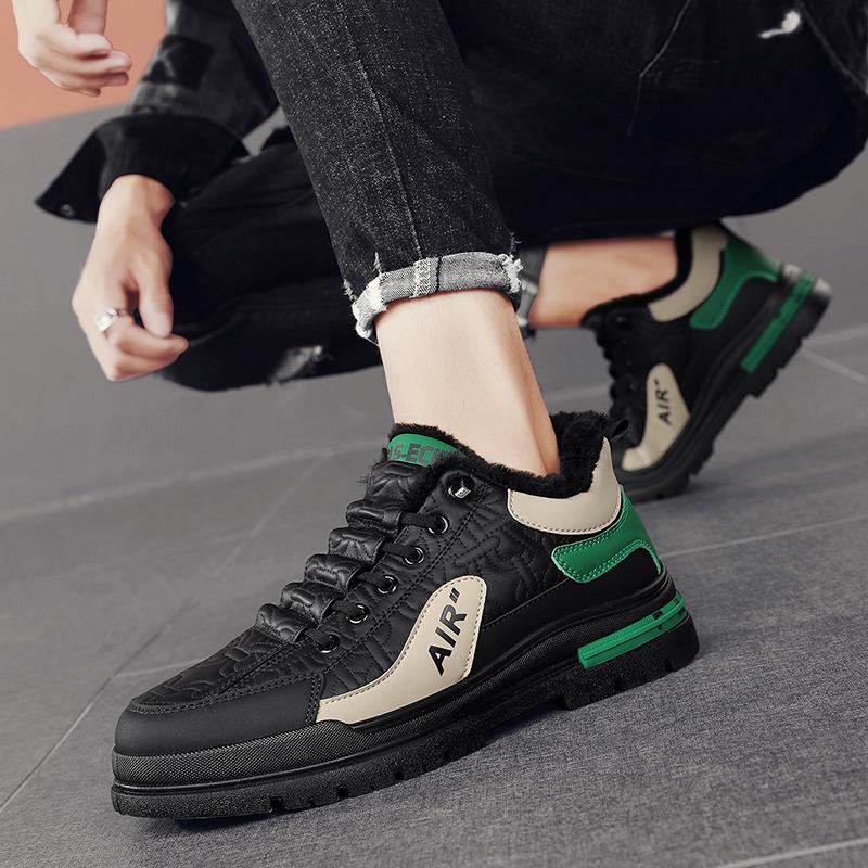 Men's Casual Sneakers Luxury Winter Shoes  Extra Warm Plush Winter Boots for Men Tennis Shoes, Skateboard, High-top Shoes