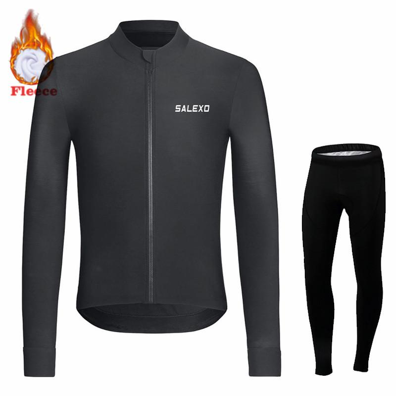 2026 Winter Fleece Warm Thermal Fleece Bicycle Set for Men, Long Sleeve Sportswear, Racing Jersey Suit, Pro Team Bicycle Clothing, Winter
