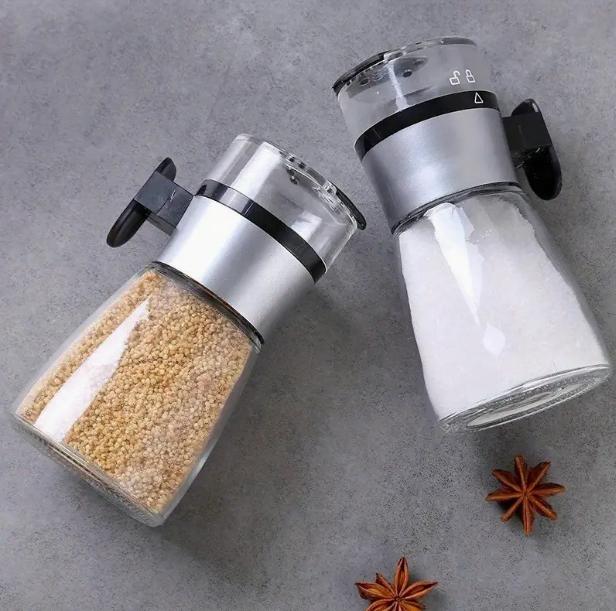1pc Glass Salt Seasoning Bottle Leak Proof Seasoning Sealed Storage Bottle Rotating Lock Dust Proof Bottle Kitchen Accessories