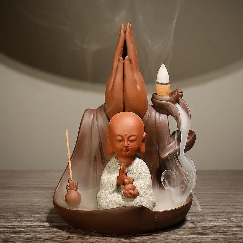 Big Size Buddha Backflow Incense Burner Ceramics Sandalwood Incense Sticks Big Bergamot for Home Decor Ornaments