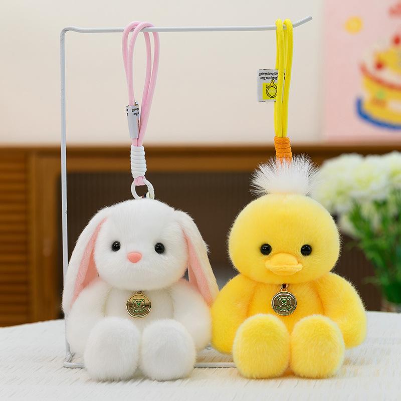 Animal doll pendant dinosaur elephant keychain schoolbag pendant bunny grab machine doll plush toy