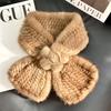 Elegant Winter Muslim Square Mink Wool Fur Woven Double-sided Scarf with Collar for Women