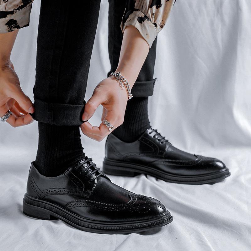 Summer Leather Shoes Men'S Business Dress Fashion Brock British Casual Lace-Up Groom Wedding Shoes 6698-R