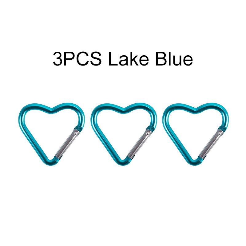 3PCS Heart Shaped Carabiner Colorful Aluminum Alloy Keychain for Camping Travel Luggage Key Ring Hanging Sorting Accessories ZYF