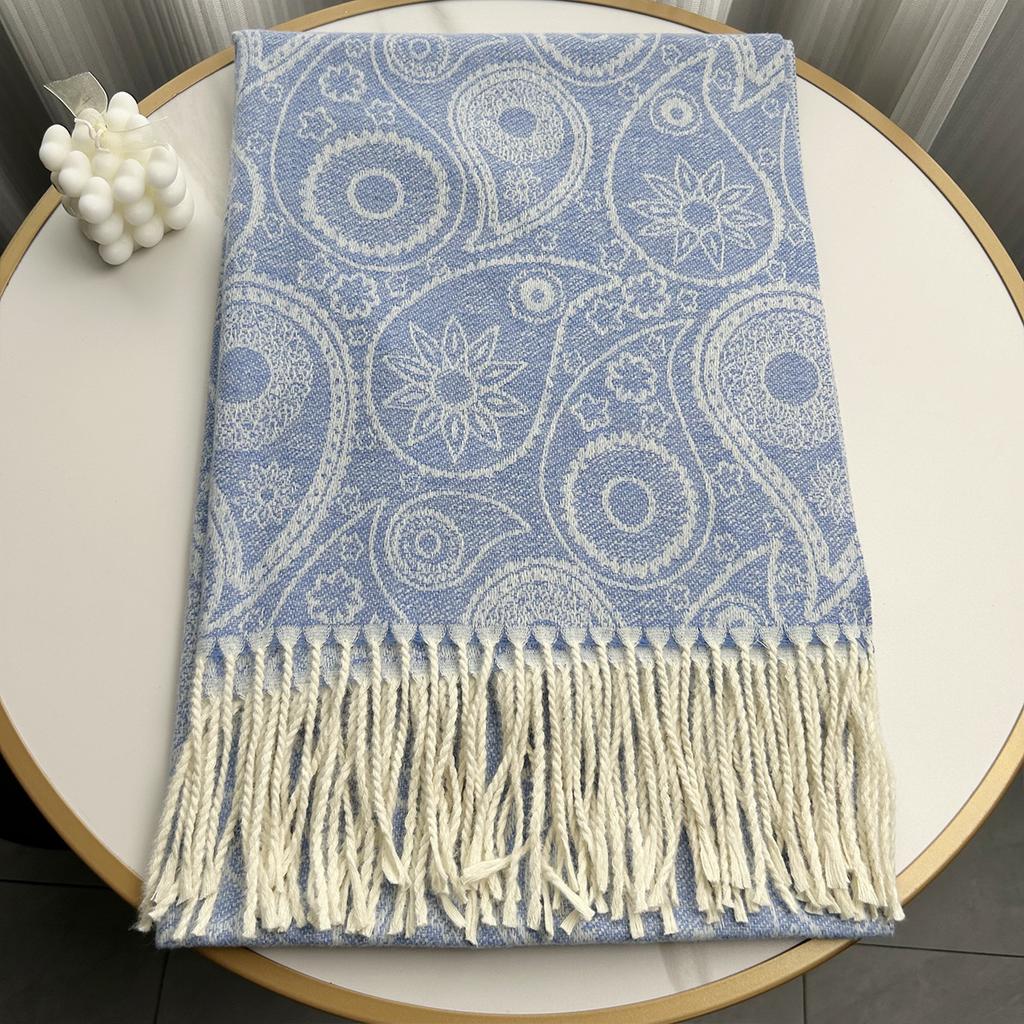 New Autumn and Winter Scarf with Cashew Flower Warm Large Shawl Imitation Cashmere Long Tassel Scarf