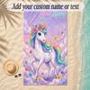 Unicorn Theme Soft Beach Towel Personalized Custom Name Text Towel Portable for Beach Pool Travel
