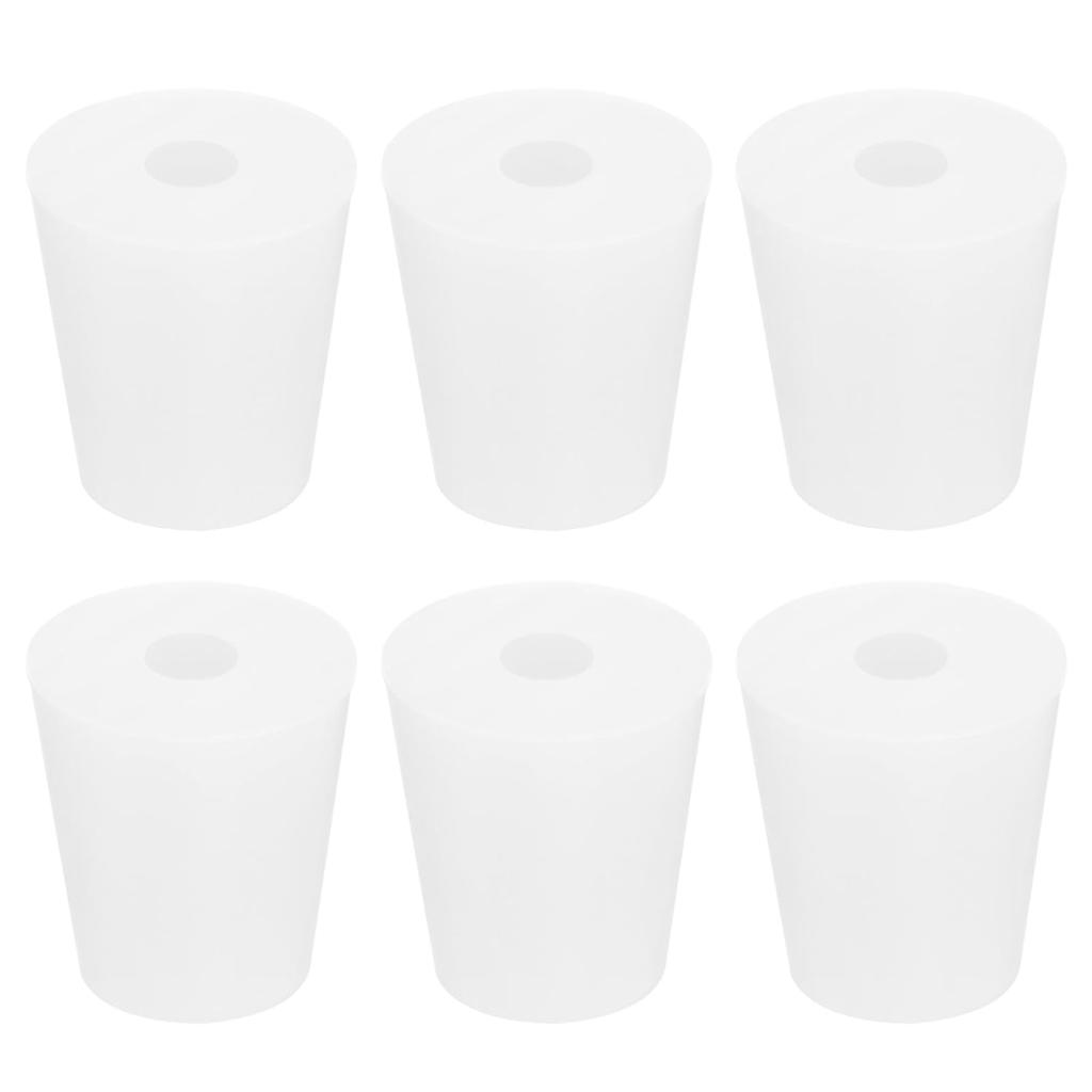 MECCANIXITY Silicone Rubber Tapered Plug 19mm To 25mm Solid Test Tubes Bungs Stopper with Hole White for Lab 6 Pieces