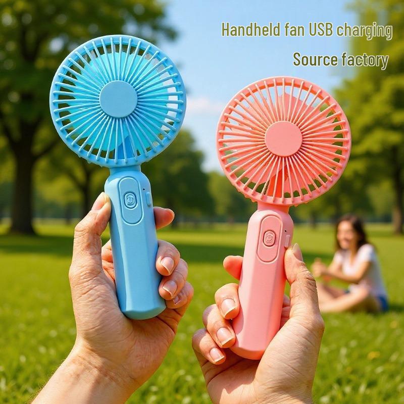Portable USB Rechargeable Handheld Fan with Mobile Phone Holder