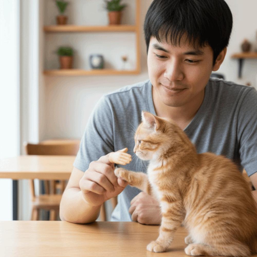 3pcs/set Novel Shape Bite Resistant Pet Finger Puppet Mini Soft Cat Finger Sleeve Funny Cat Teasing Toy Prank Use