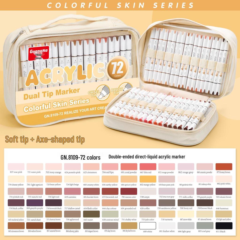 Guangna 8109 Stackable Double-ended Acrylic Marker Pens for DIY Doodling, Journaling, and Art