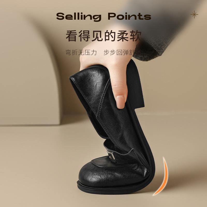 Augustine Platform New Autumn Black British Style Small Leather Shoes Retro Commuter Shoes