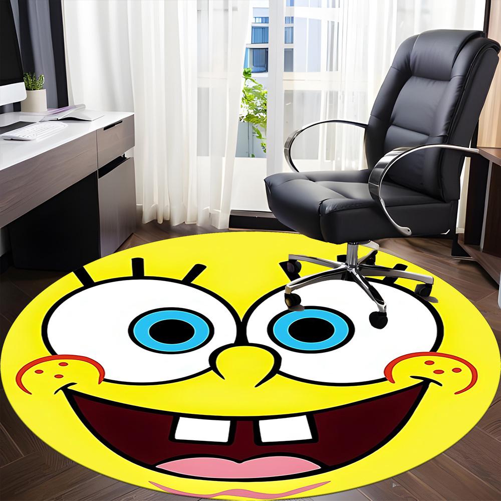 1pc SpongeBob Carpet, Round Non-Slip Durable Large Size Office Carpet, Suitable for Office, Beautiful Decoration