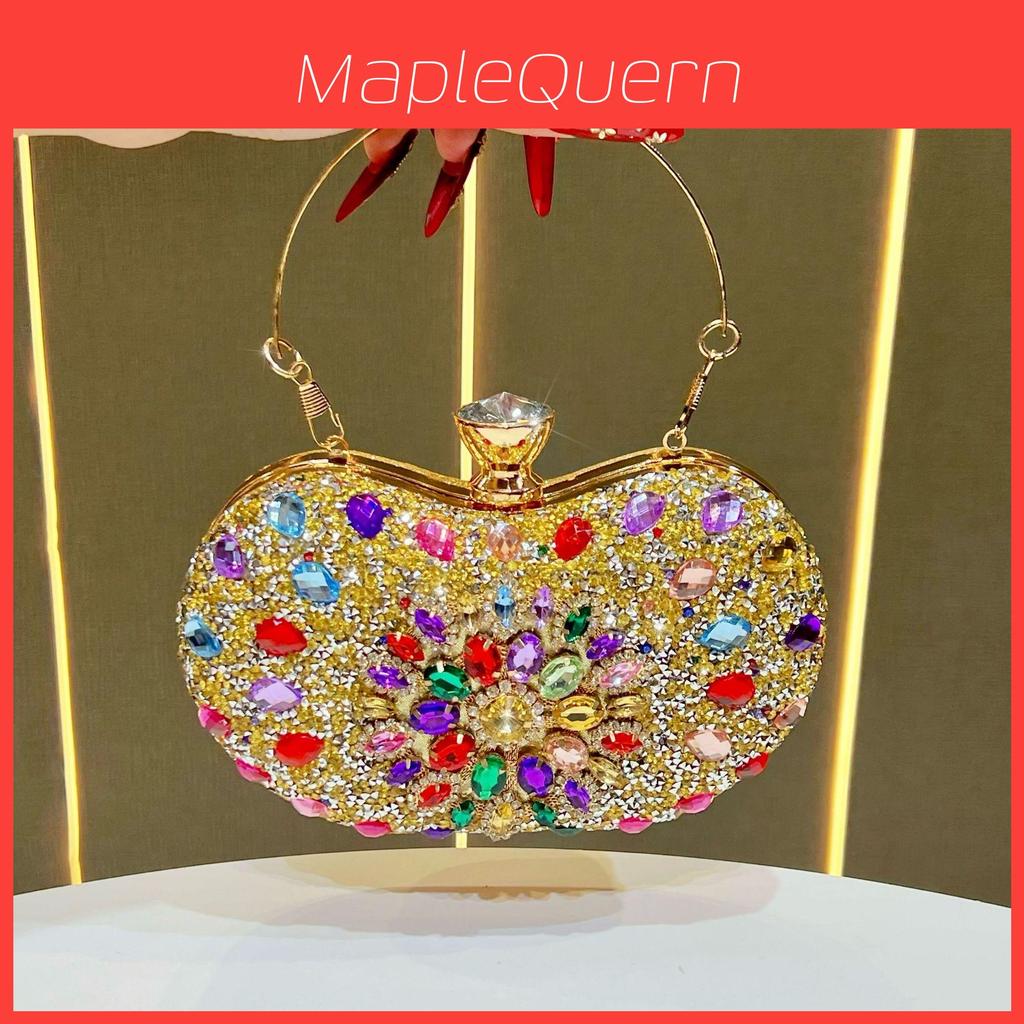 Pochette da sera con decorazioni di diamanti per feste formali ed eventi da donna