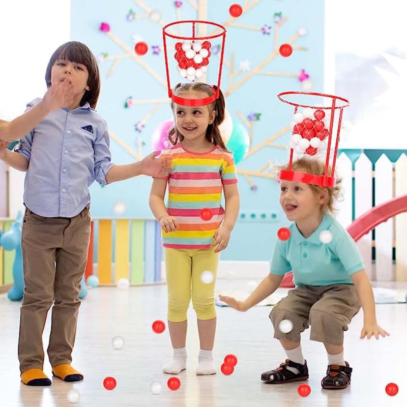2 confezioni di canestro da basket per bambini e adulti, gioco di carnevale, fascia per la testa con rete da basket regolabile con 20 palline
