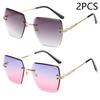 New Frameless Cut Edge Sunglasses Women Trendy Polygonal Gradient Color Sunglasses 9064