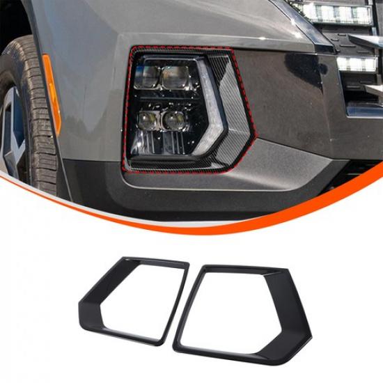 Glossy Piano Black Front Fog Light Frame Trim For Hyundai Santa Cruz +