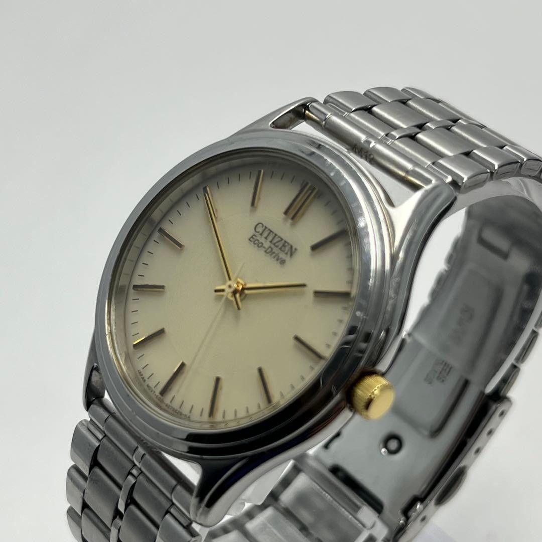Citizen Eco Drive Solar Watch Ivory Dial Gold Hand Working Item