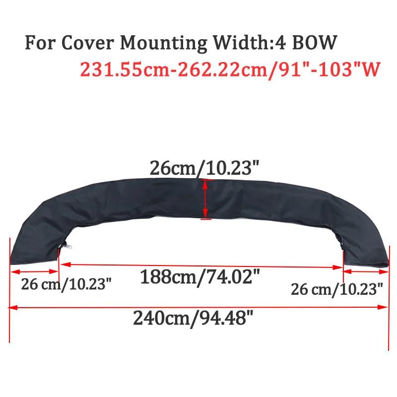 600D 4-Bogen-Biminitop-Kofferraumabdeckung ohne Rahmen Yacht-Bootsabdeckung mit Reißverschluss Anti-UV-wasserdichte staubdichte Abdeckung Marinezubehör