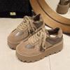 Fashion Aphixta Women Casual Sneaker Boots Shoes Woman Lace Up Platform Height Increasing Modern Boot Chunky Sole Khaki Ankle Boots