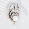 Horse Pearls Brooch Rhinestones Embellished Alloy Accessory Stylish Fashion Jewelry Gift
