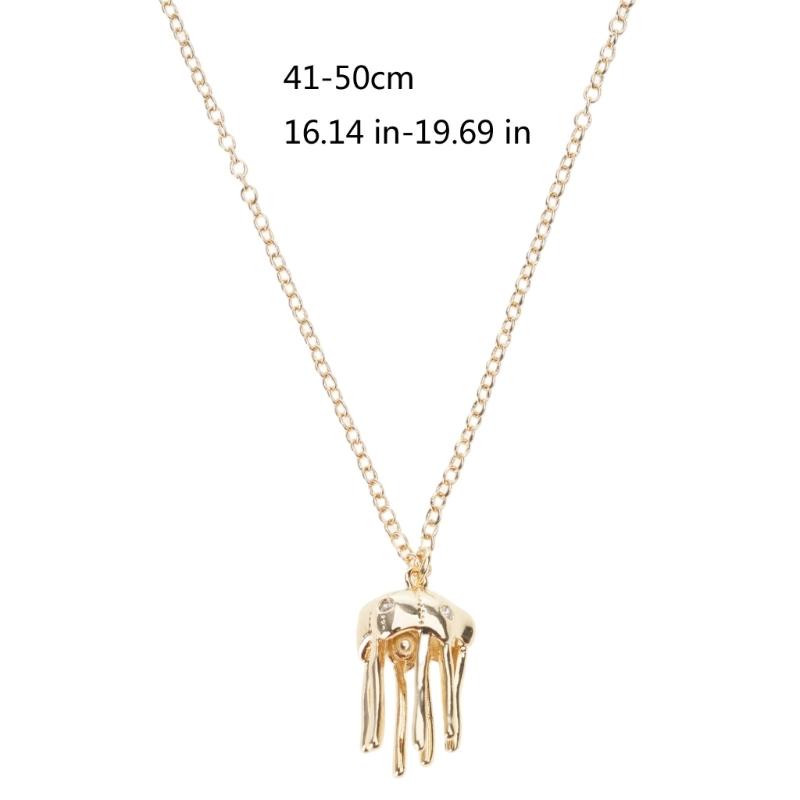 Handcrafted Vintage Octopus/Jellyfish Necklace Adjustable Length Clavicle Chain Accessory for Daily Wear