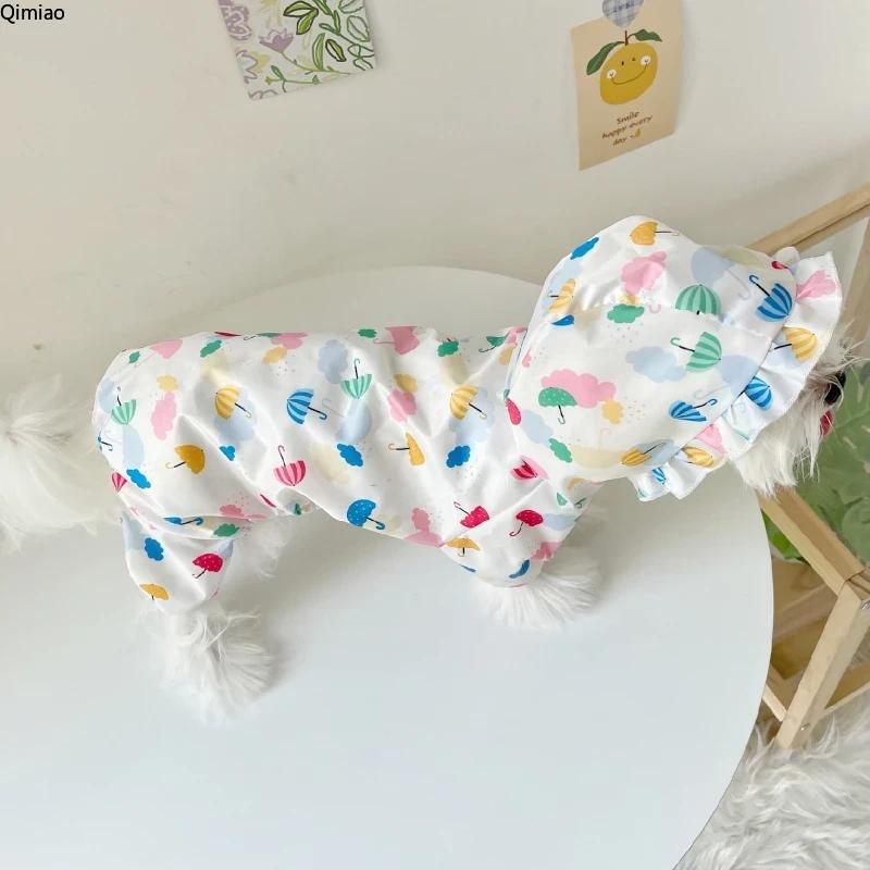 Waterproof Pet Raincoat Puppy Dog Four Legs Inclusive Teddy Clothes Small Dog Bichon Hiromi Poncho Spring And Summer Rainy Days