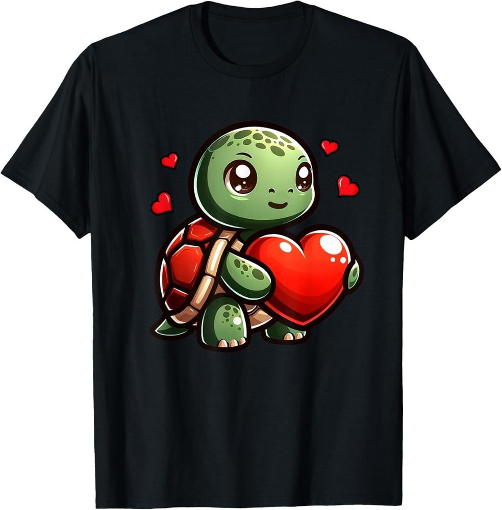 Cute Turtle Funny Heart Lover Valentines Men Women Kids T-Shirt Unisex T-Shirt M