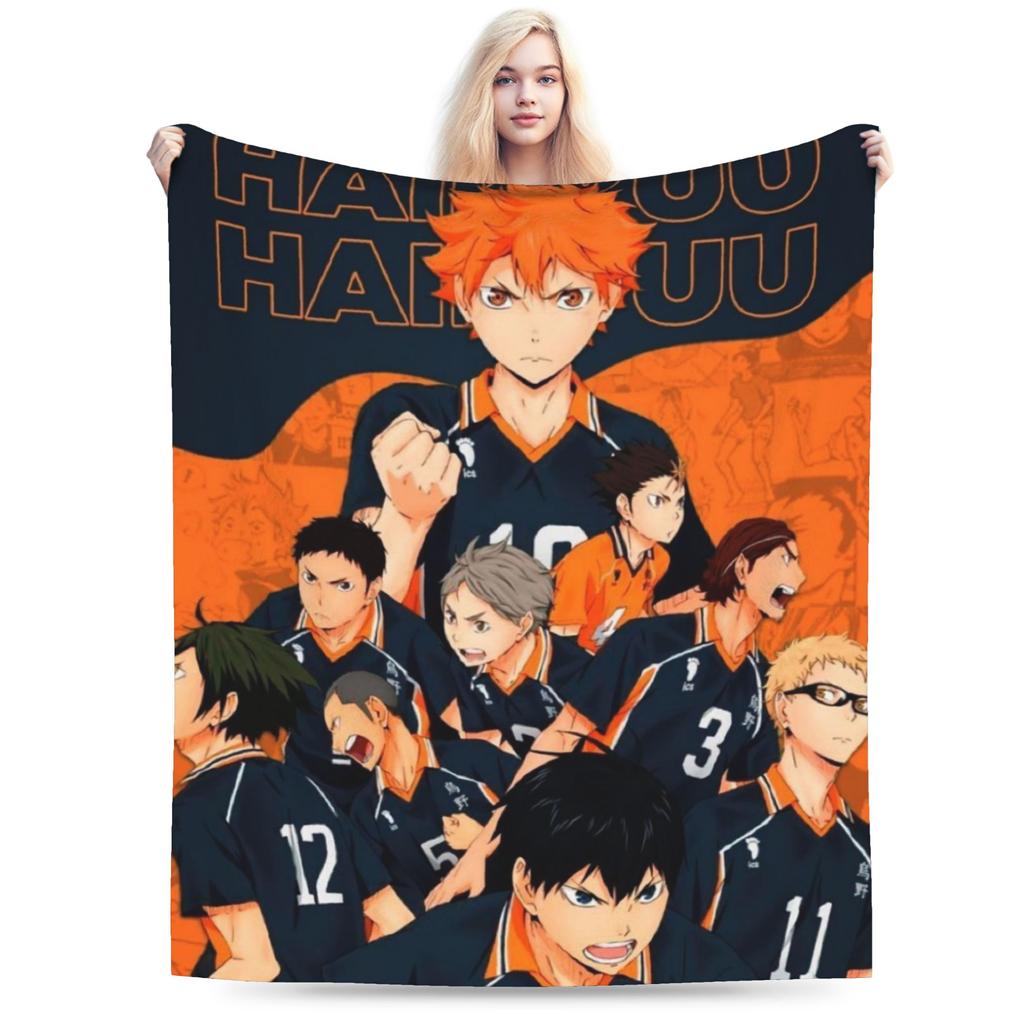 Haikuu Japan Manga Merch Blanket Ultra-Soft Flannel Throw Blanket Cozy Bedding Throws