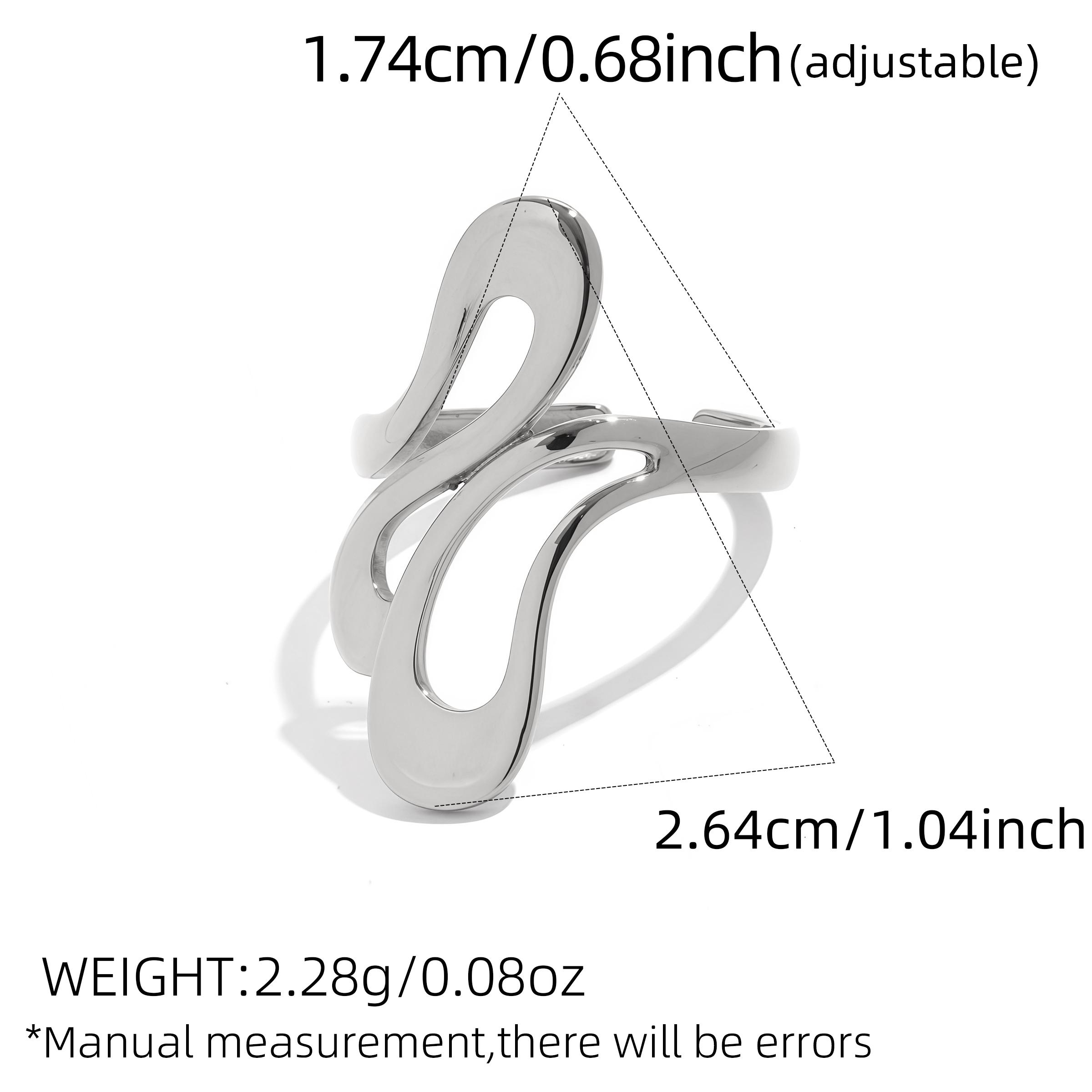 

Stainless Steel Minimalist Irregular Curve Geometric Curved Open Rings For Women Men Tarnish Free Fashion Unisex Zircon Gift resizable