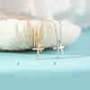 Necklace for Double Zirconia Silver Birthday Jewelry K.L.Y Women, Popular, Cross, Strand, CZ, 925, Hypoallergenic, Necklace, Accessory, Gift, Women's