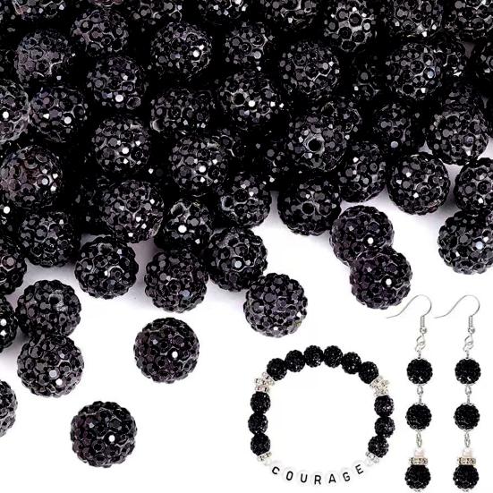 100Pcs 10mm Contas de Argila de Strass Coleção de Gelo Beisebol Estilo Bling Contas Redondas para Colar Pulseira Brincos Jóias DIY
