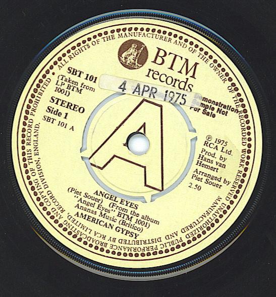 

7inch Record AMERICAN GYPSY - Angel Eyes SBT101 BTM Records 1975 UK Soul/Funk Used