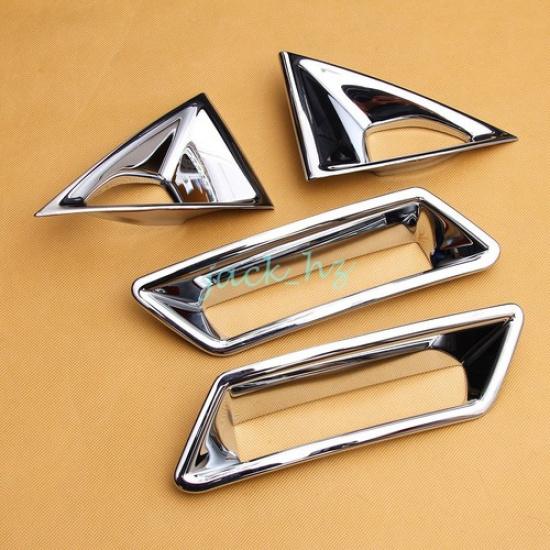 Front & Rear Chrome Fog Light Cover Surrounds For For Nissan Rogue X-Trail T33