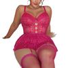 Women’s Plus Size French Style Sheer Mesh Polka Dot Lace Bodysuit Nightgown Summer Lightweight Lingerie